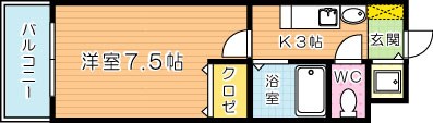 プランドール三萩野  201号室 間取り