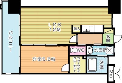 Ｆｅｌｔ１１１３（フェルト１１１３） 1302号室 間取り