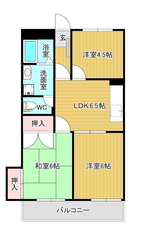 シャトレ津田新町  302号室 間取り