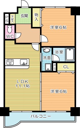 ニューシティアパートメンツ南小倉Ⅱ 112号室 間取り