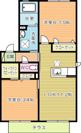 クラヴィエ松崎  102号室 間取り