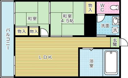 プリンセス片野Ⅱ 201号室 間取り