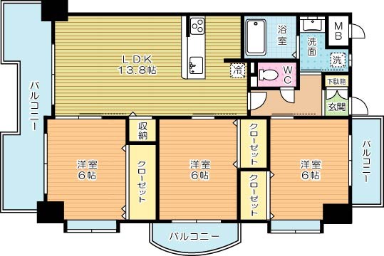 サンシャインプリンセス五番街 1401号室 間取り