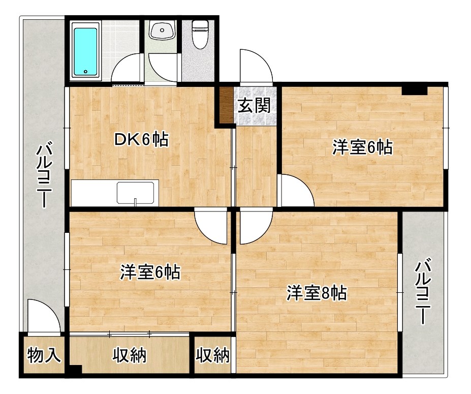 井堀南団地　3号棟  503号室 間取り