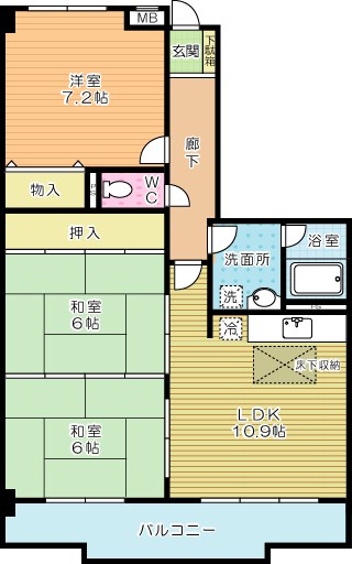 ホワイトパレス南小倉 103号室 間取り