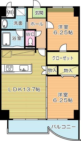 CREWS ROI.Tenjin (クルーズロワ天神)  303号室 間取り