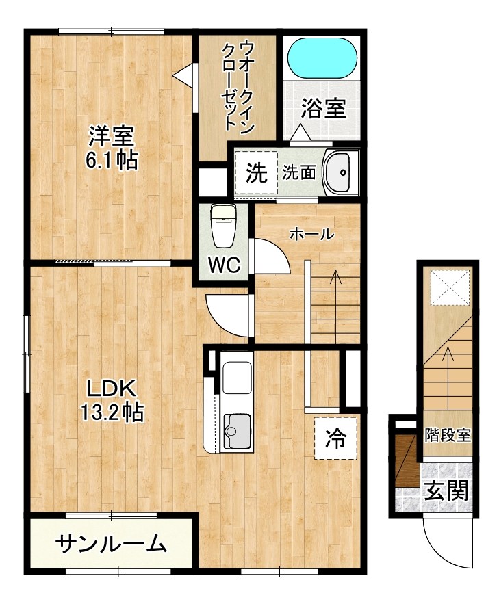 フィールズイーストA   201号室 間取り
