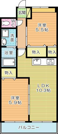 Ｒｉｓｉｎｇ Ｓｕｎ（ライジングサン） 205号室 間取り