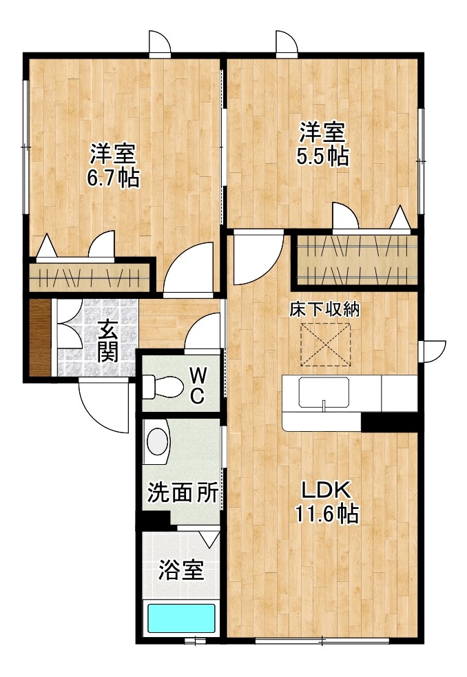 コモド　Ｂ棟 201号室 間取り