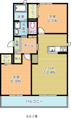 ラウンドシティ泉台 301号室 間取り