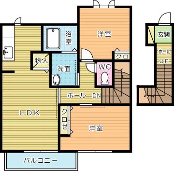 エーアスト湯川Ｂ  203号室 間取り