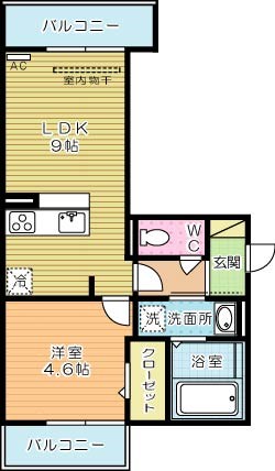 D-room城野  305号室 間取り