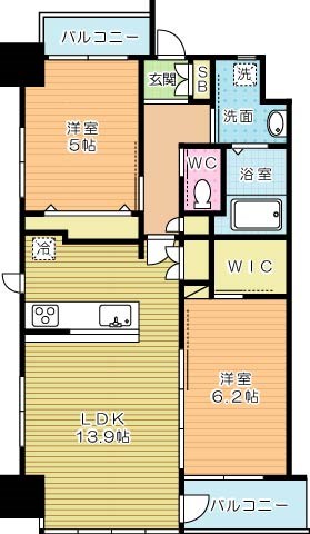 REGARIA KOKURAKITA CENTER PLACE(レガリア小倉北センタープレイス)  501号室 間取り
