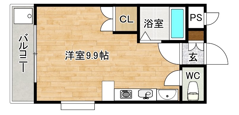 オリエンタル朝日ヶ丘(分譲賃貸) 206号室 間取り