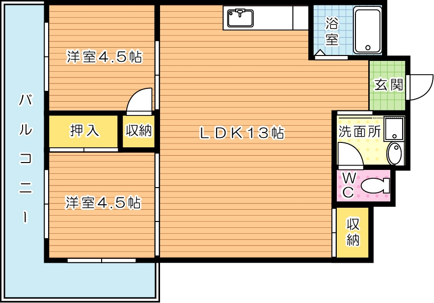 プリンセス片野Ⅰ 501号室 間取り