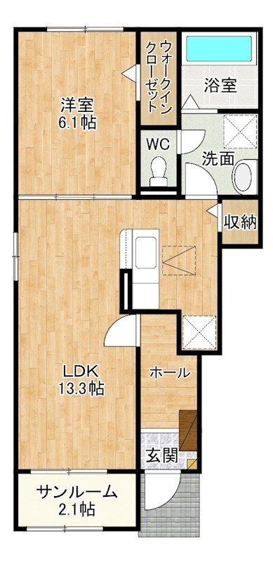 弥生桜Ⅱ・Ａ 101号室 間取り