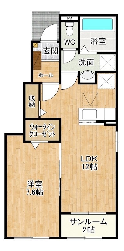 弥生桜Ⅱ・Ｂ 101号室 間取り
