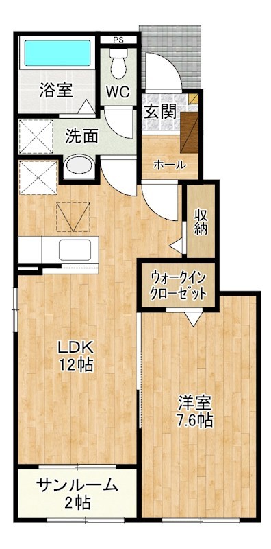 弥生桜Ⅱ・Ｂ 105号室 間取り