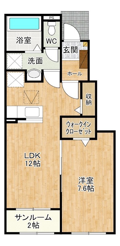 弥生桜Ⅱ・Ｃ 104号室 間取り