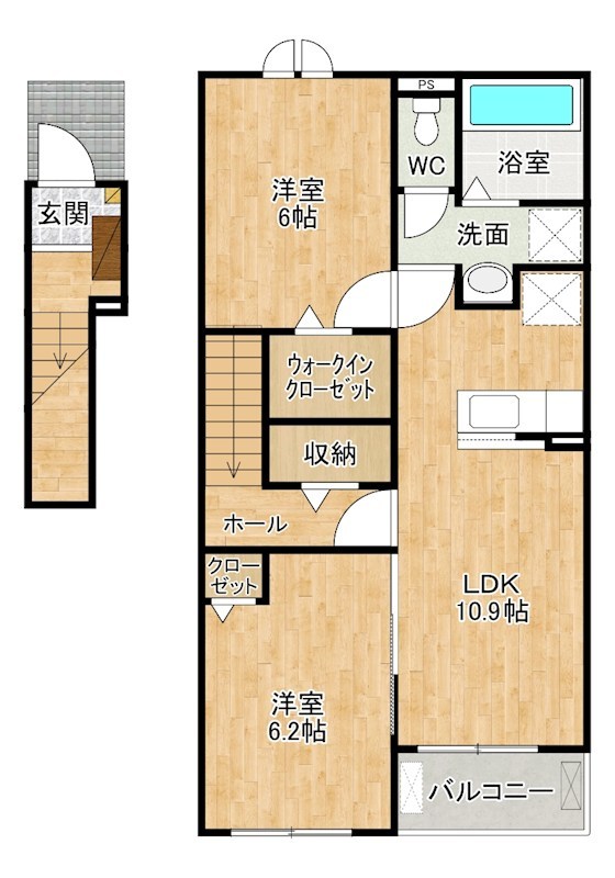 弥生桜Ⅱ・Ｃ 203号室 間取り