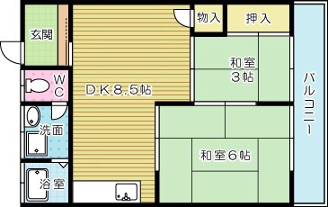 上村荘Ｂ棟  2号室 間取り