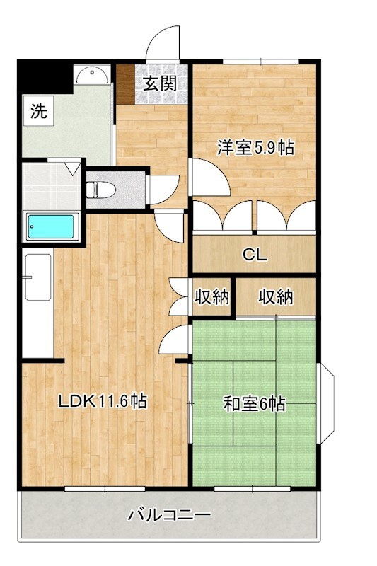 ロワイヤル小倉  201号室 間取り