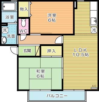 ガーデンヒルズ　A棟 102号室 間取り