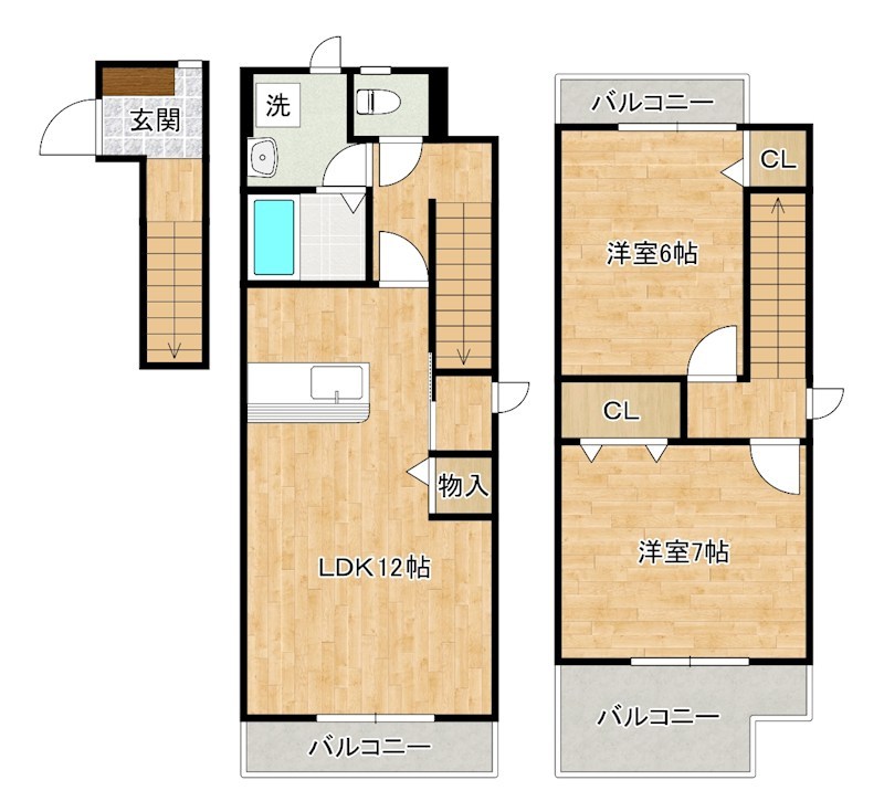 パインヒルズ 201号室 間取り