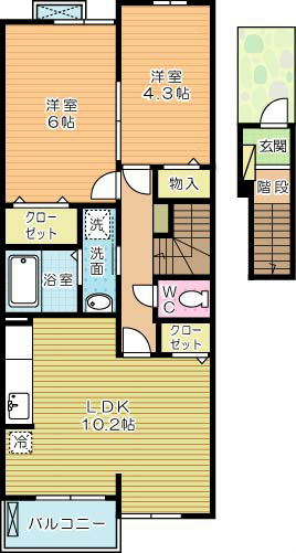 グランツⅢ 202号室 間取り