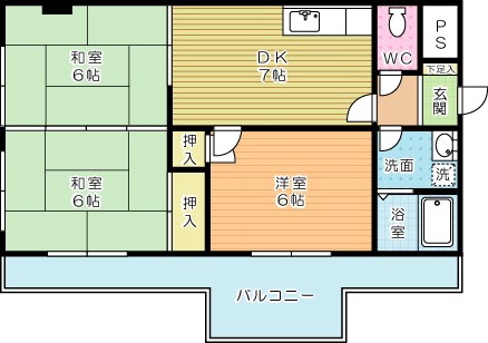プレアール下到津 203号室 間取り