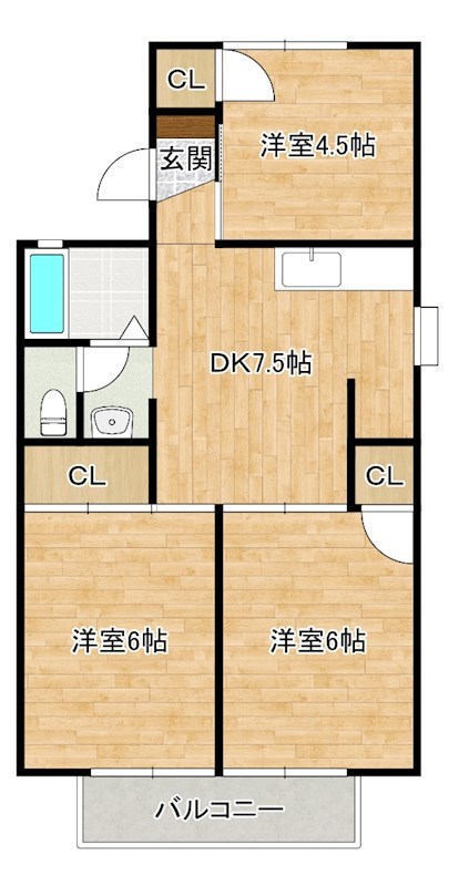 ボンセジュール企救丘　Ｂ棟 103号室 間取り
