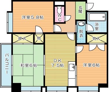 アルテハイム小倉Ⅲ 601号室 間取り