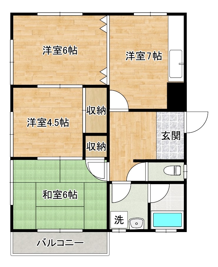 グランデージ徳吉Ｂ 202号室 間取り