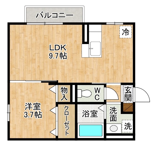 おおくぼの森Ｂ棟 105号室 間取り