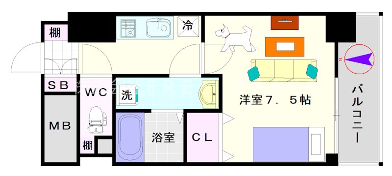 エグゼ難波南Ⅵ 間取り