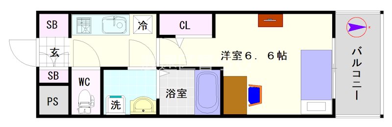 S-RESIDENCE難波大国町Tres 間取り