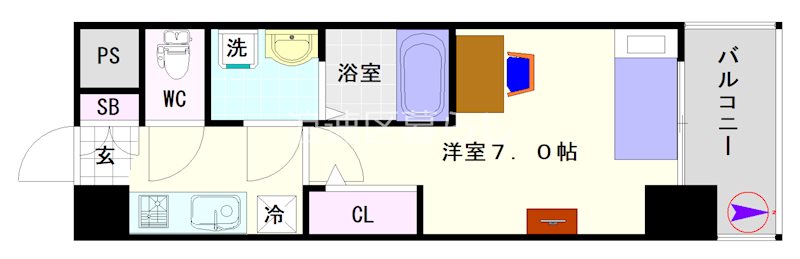 S-RESIDENCE難波大国町Tres 間取り