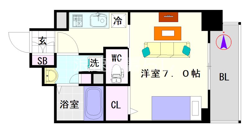 S-RESIDENCE難波大国町Deux 間取り