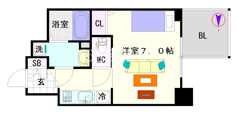 S-RESIDENCE難波大国町Deux 間取り