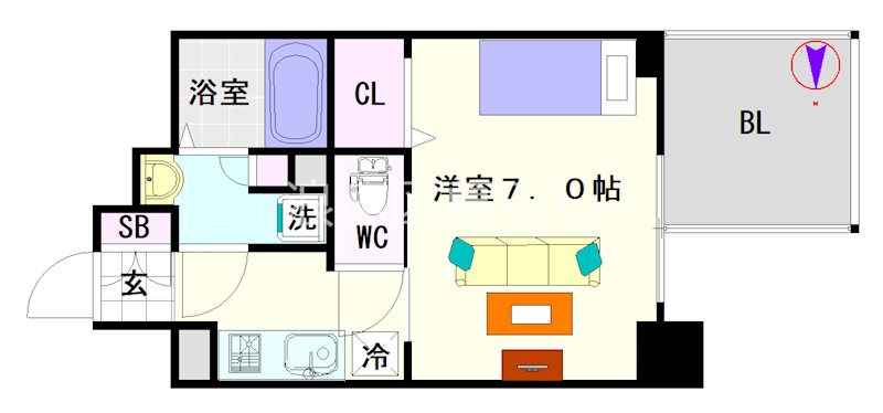 S-RESIDENCE難波大国町Deux 間取り