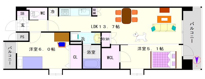 スプランディッド難波WESTⅡ 間取り