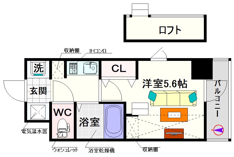 エルミタージュ難波南Ⅵ 間取り