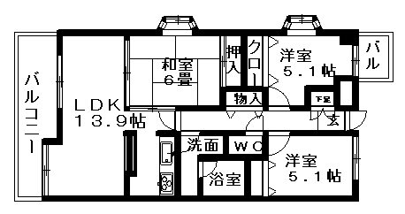 ロイヤルパレス長町南Ⅲ 507号室 間取り
