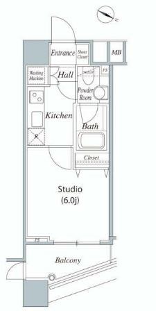 ファーストリアルタワー新宿 1502号室 間取り