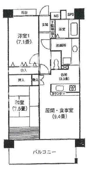 シティパル新中野 1002号室 間取り