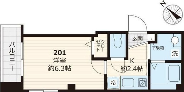 ウナパーク南池袋 201号室 間取り