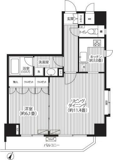 グランハイツ代々木 908号室 間取り