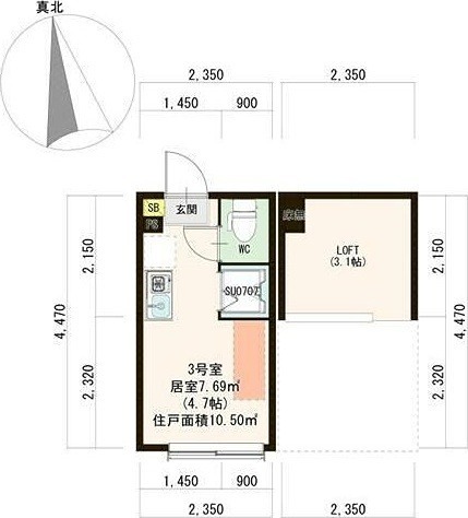 サンクレーヴ・花　ネットフリー　階段下物置　ＩｏＴ　ミニ冷　１００付 203号室 間取り