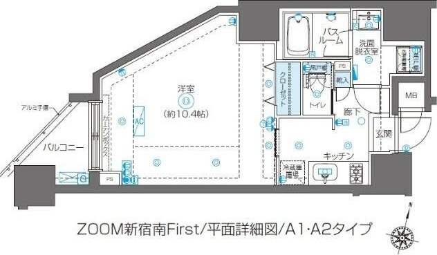 ＺＯＯＭ新宿南Ｆｉｒｓｔ 401号室 間取り
