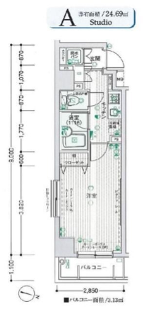 パークウェル上野毛駅前 501号室 間取り